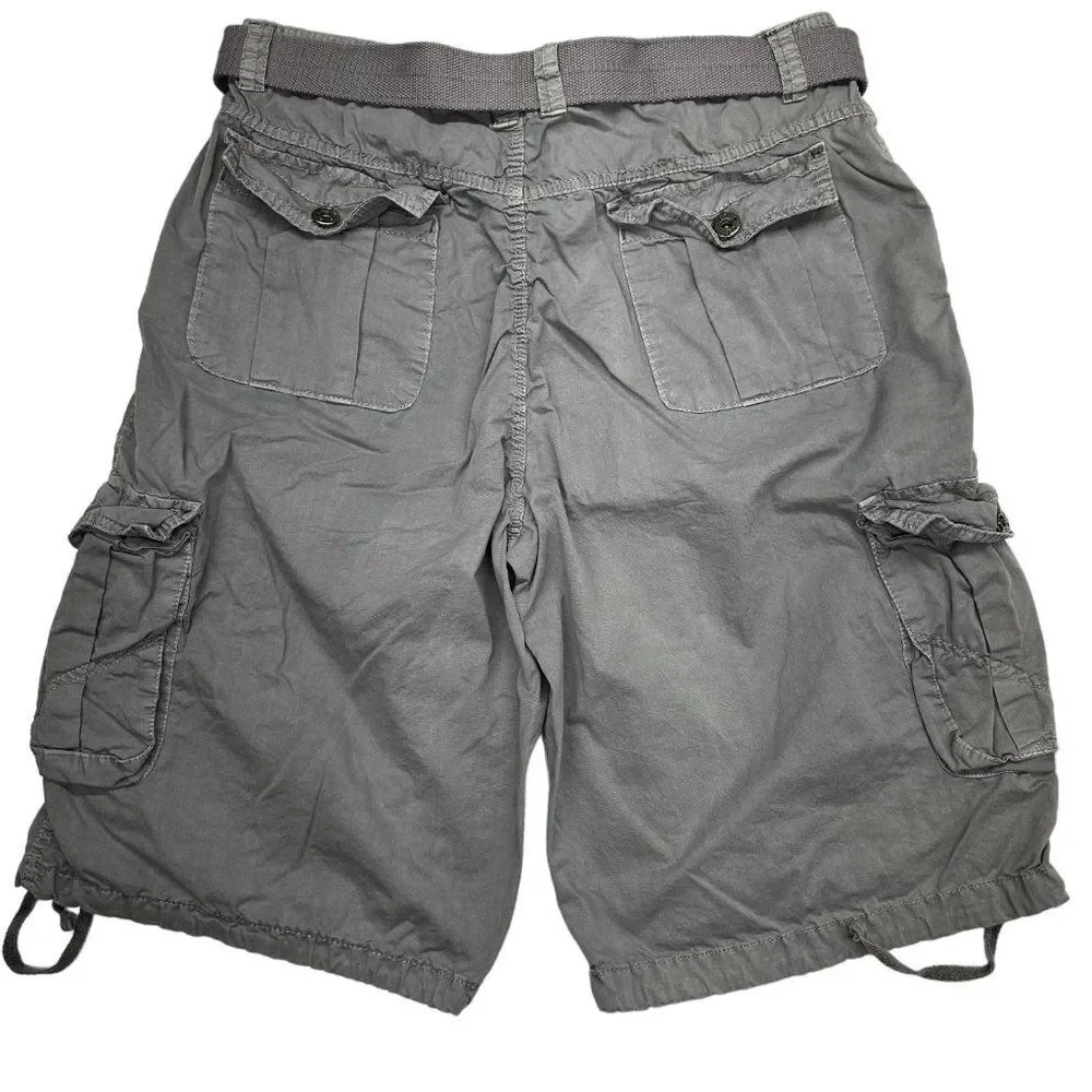 Belted Grey Cargo Shorts (36)